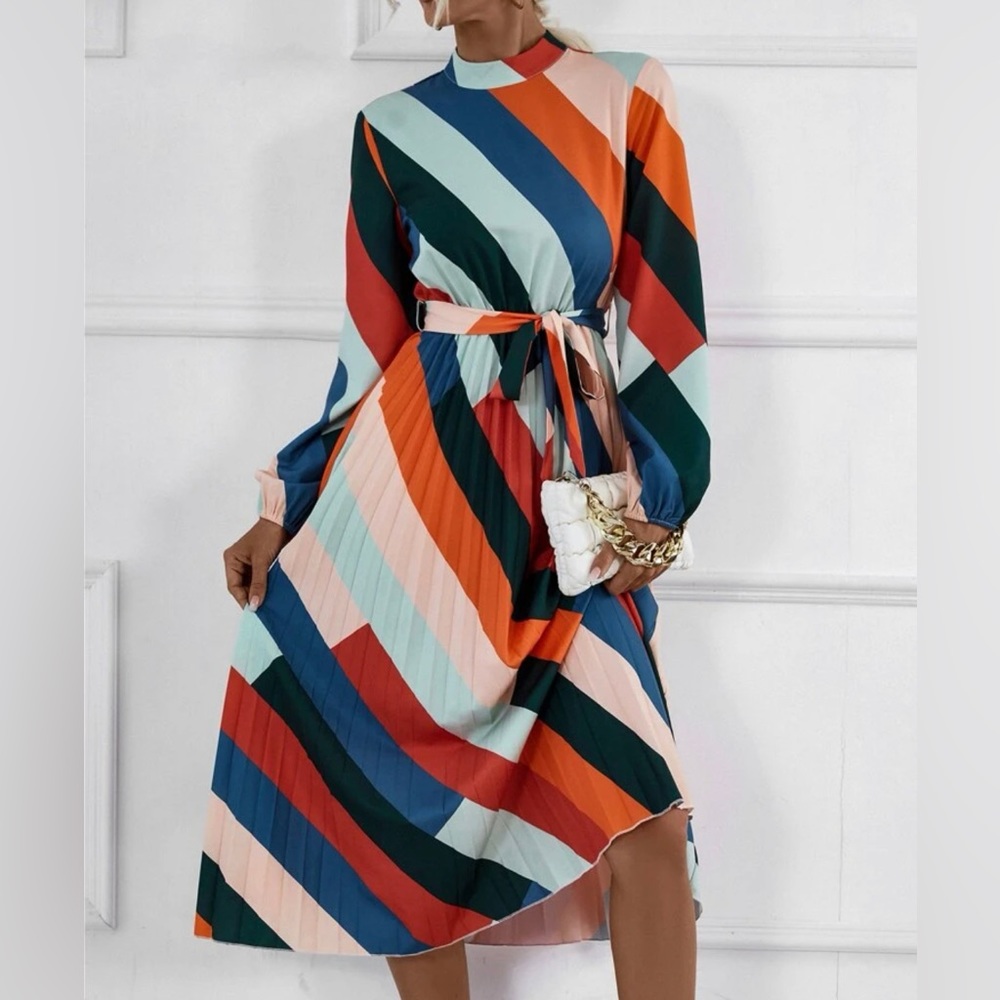 SHEIN colorblock pleated dress - size L (8-10)